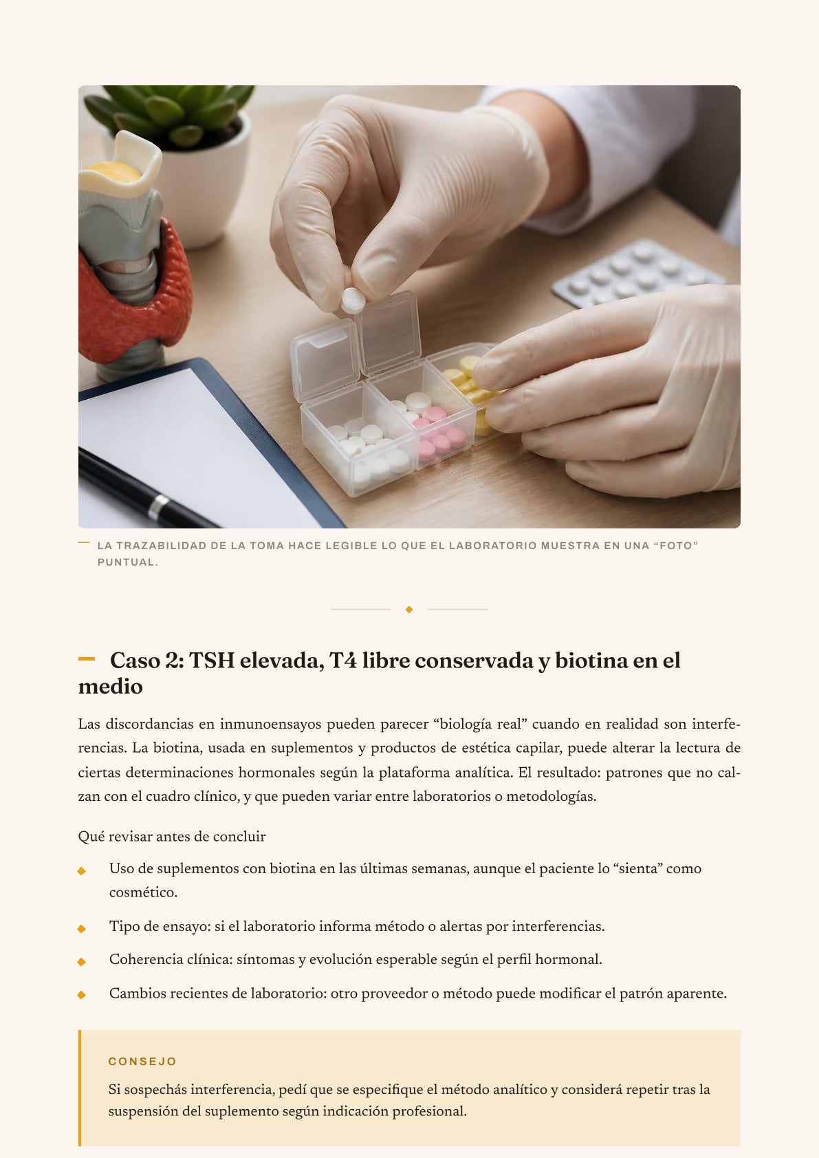Página real sobre TSH y biotina